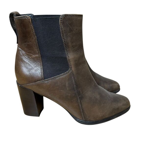 Clarks Shoes - Clarks Artisan Kadri Liana Brown Leather Block Heel Chelsea Boots Sz 8.5 Classic